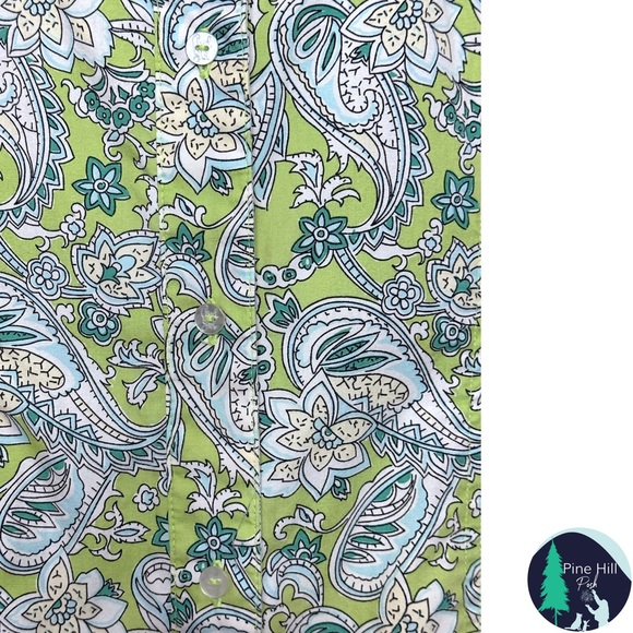 SOLD 90s Cruel Girl Sleeveless Button-up Shirt Large Western Green Paisley EUC - Picture 4 of 11